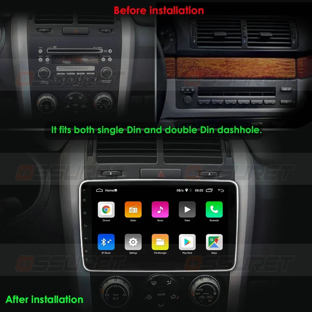 1 Auto Carplay& 10.1'' Hizpo Navigation Single Radio Rotatable Car Android Stereo Screen Bluetooth With GPS Wifi Touch Android Apple DIN 10