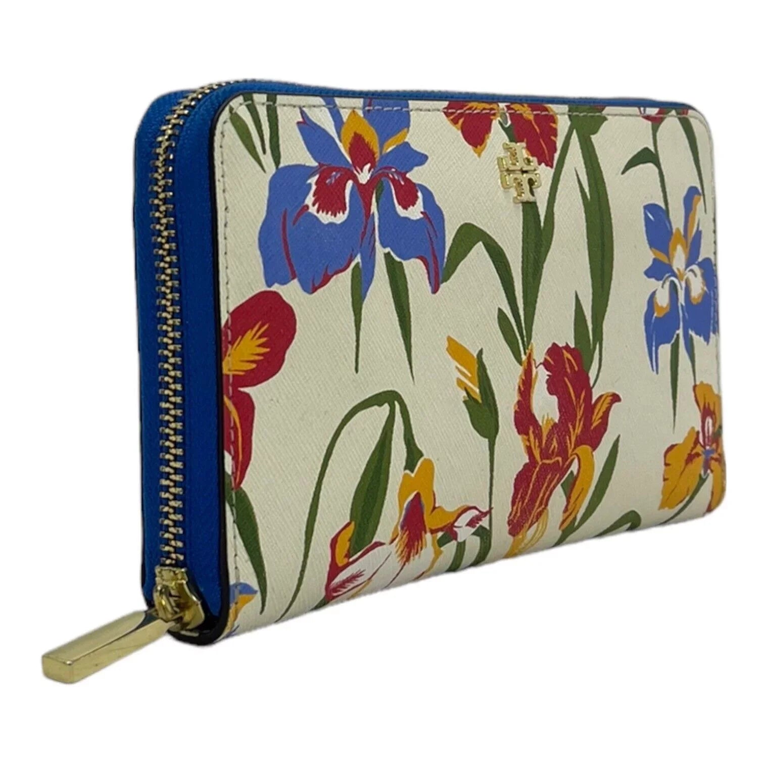 Bag Floral Painted Burch New in Zip Multi Flower Iris Continental Tory Wallet