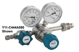 High Cylinder Single CGA-296 Threadless Stainless Stage Airgas Purity Regulator psi Steel Seat 0-500