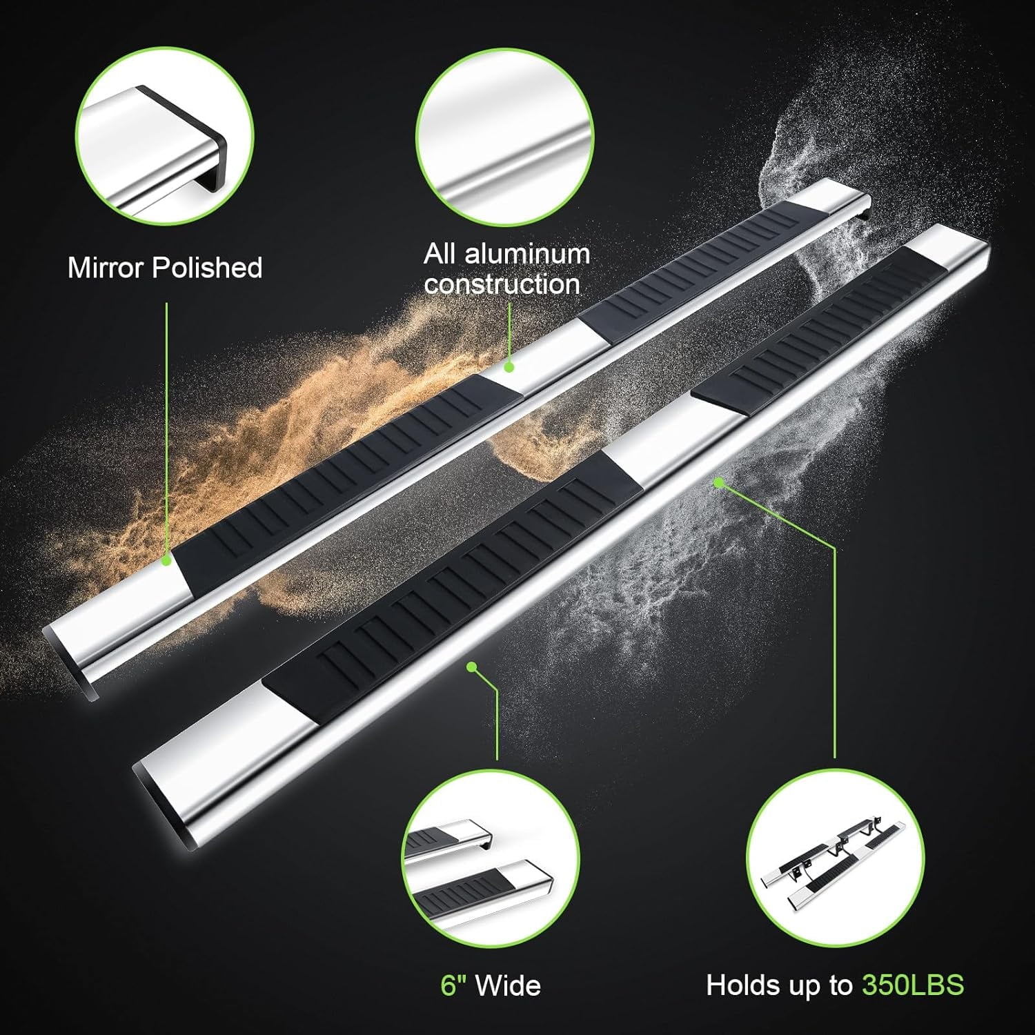 Silverado/Sierra Boards Fit bar Cab Crew 1500 2500/3500 2020-2024 Step Running ONINE Silverado/Gmc Aluminum Chrome 6" & Sierra Nerf Polished Chevy Custom 2019-2024 Side