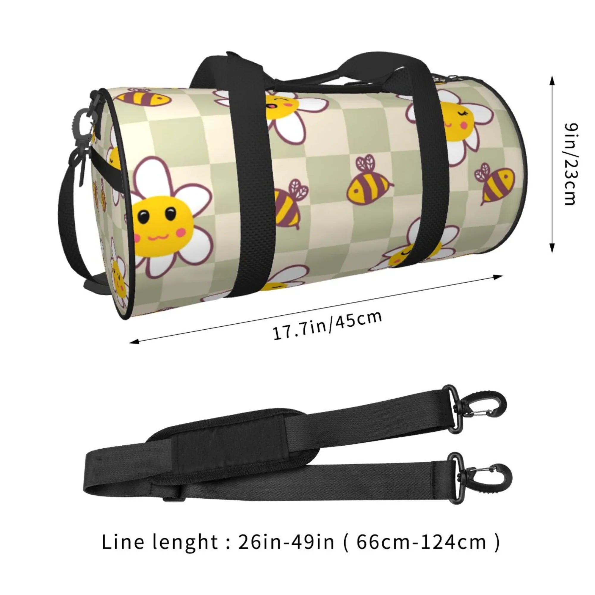 Travel ZICANCN Retro Bag Bees Men Tote Gym Weekenders Women Duffle Sports Daisies Bags Checkerboard Bag, for
