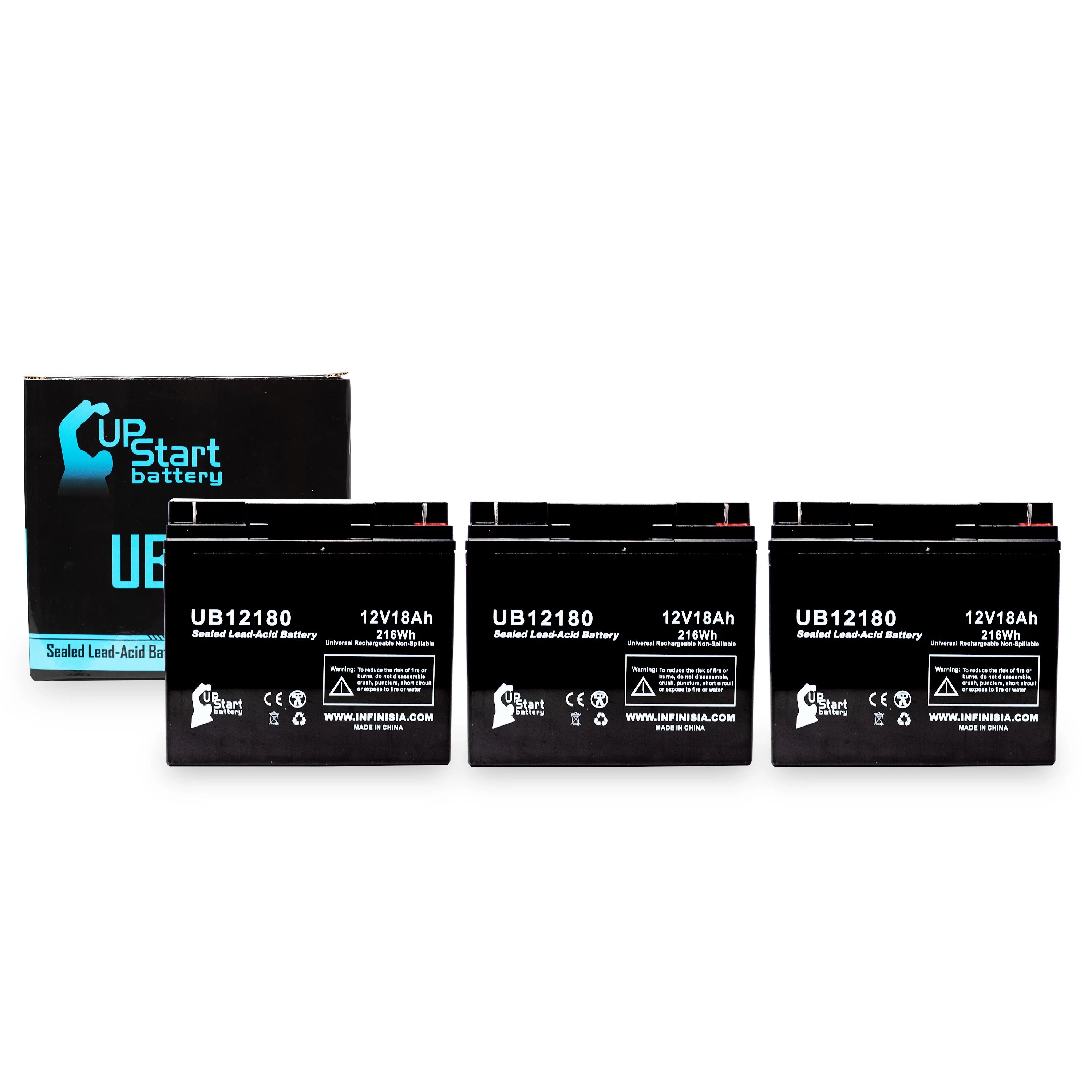 Terminal, Universal CFM12V18 - Pack - UB12180 Acid SLA) (12V, PICHER EAGLE AGM, Battery Compatible Replacement Sealed 18000mAh, 3x 18Ah, T4 BATTERIES Lead Battery