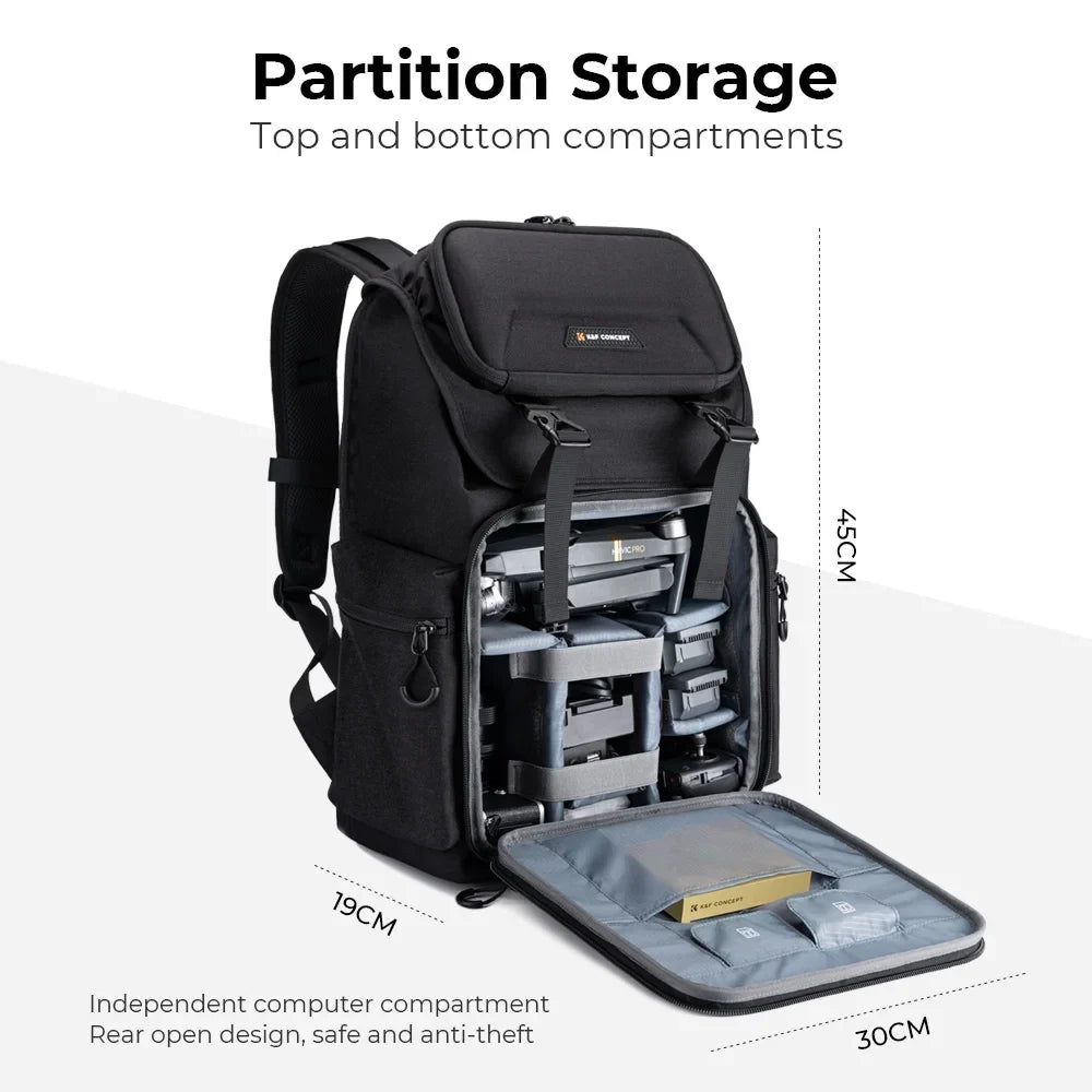 Compartment K&F CONCEPT Backpack Inch Laptop with SLR/DSLR Cover Capacity Waterproof Photographers Large Photography for 15.6 Bag Men Bag Camera Camera Hard Women Rain Shell 22L