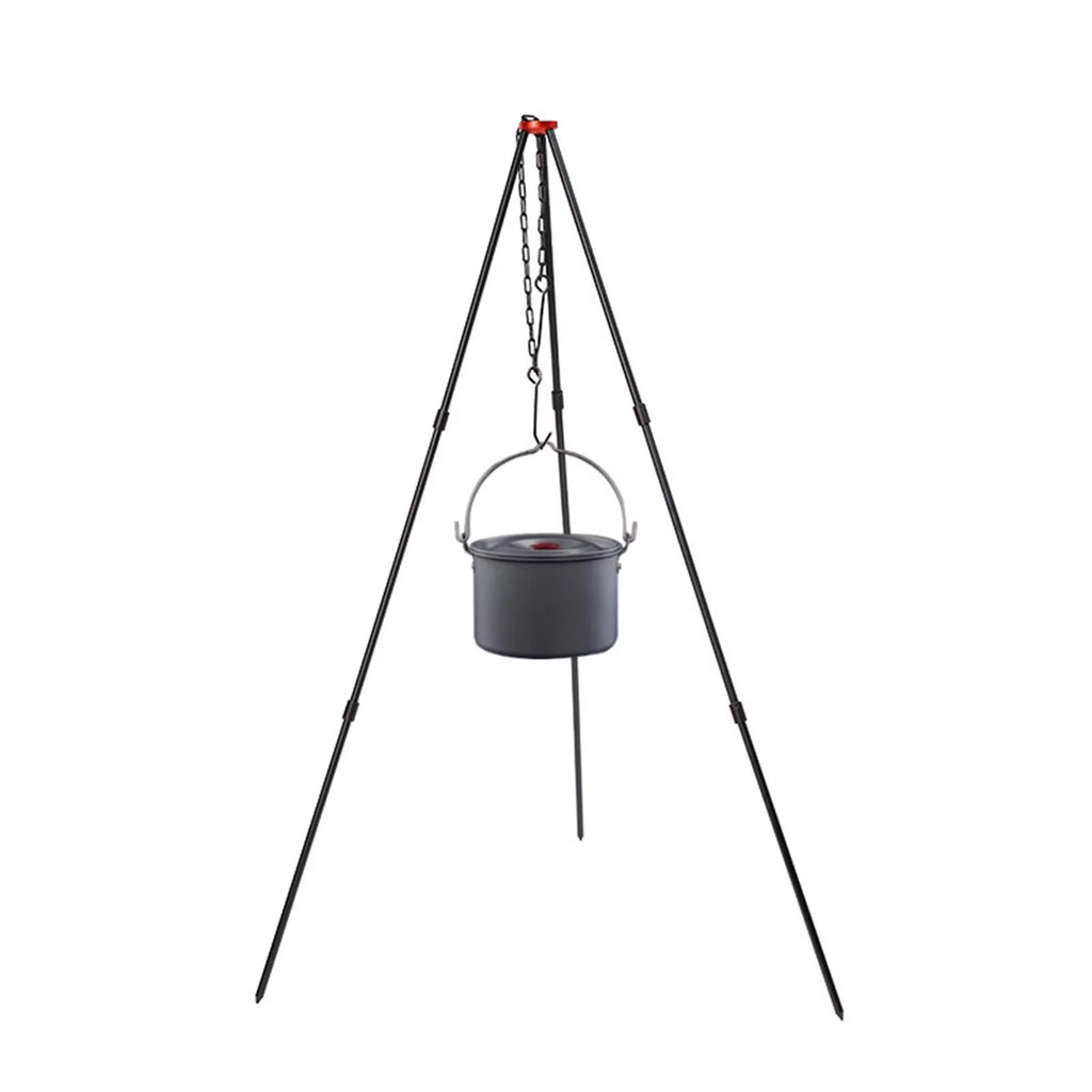 ing Cookware with Outdoor Stand Tripod , Adjustable Portable Cooking Aluminum Campfire Grill Accessory Tripod, Pot Picnic Camping Black