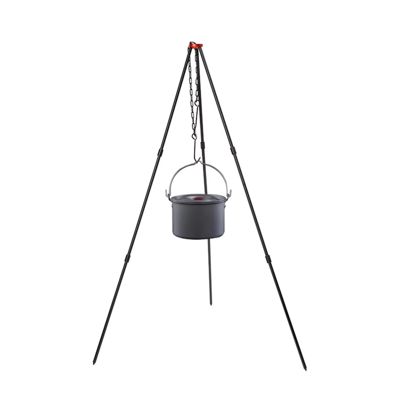 ing Cookware with Outdoor Stand Tripod , Adjustable Portable Cooking Aluminum Campfire Grill Accessory Tripod, Pot Picnic Camping Black