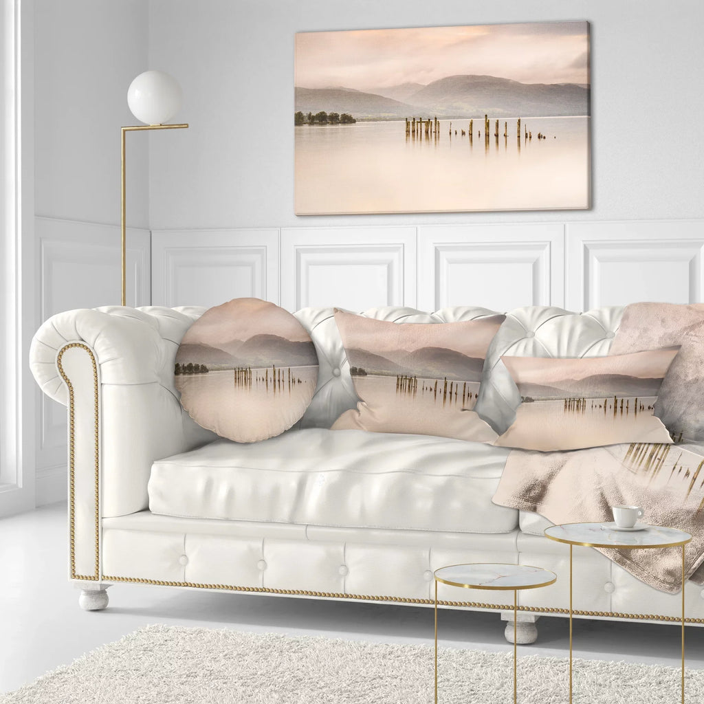Pillow Lomond and Mountains Throw Printed Loch 12x20 Jetty Landscape - Designart -