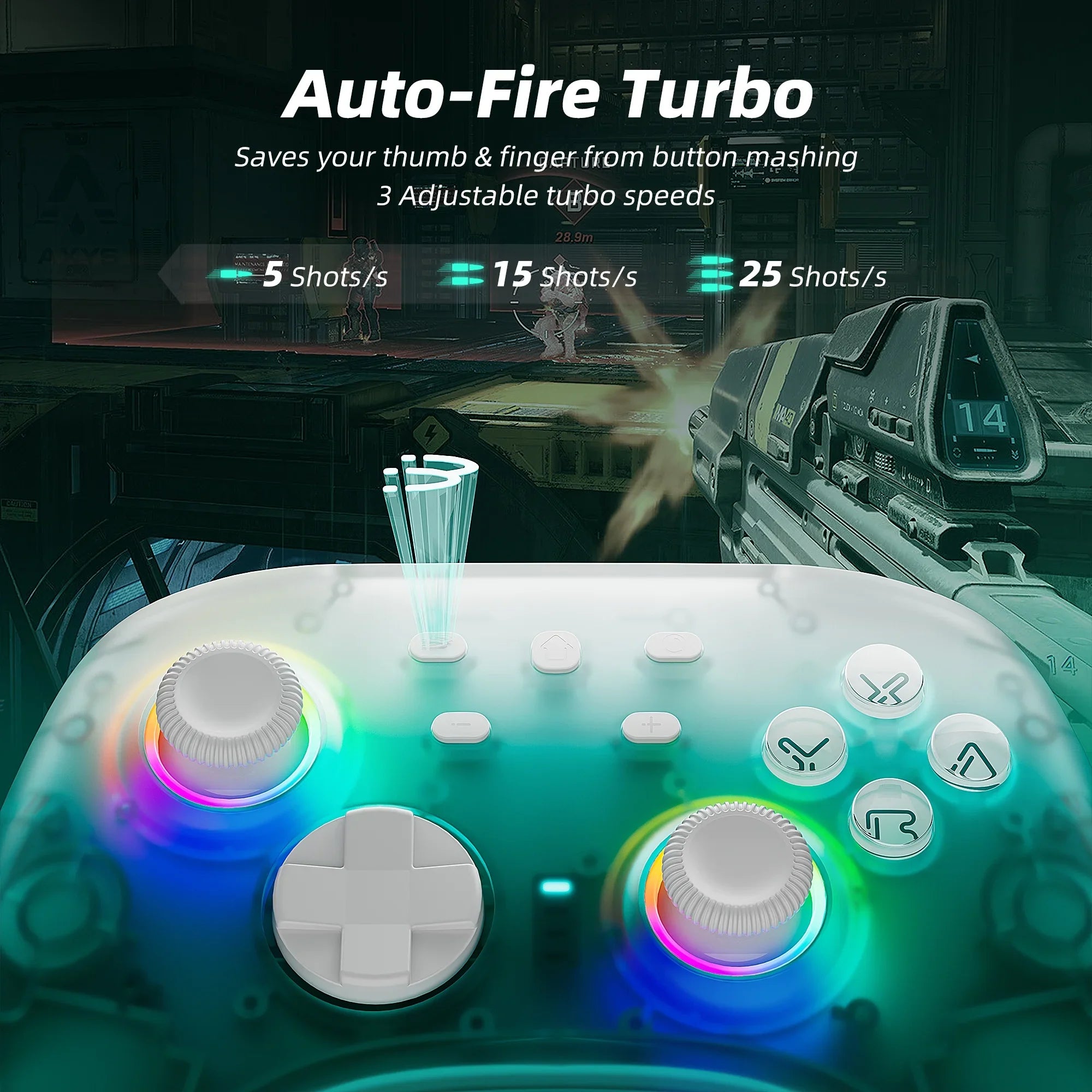 Pro Effect Joysticks with Party Hall Mario Switch/PC/IOS/Android/Steam Nintendo Triggers and Green Controller Upgraded Game Disc for Switch Super &
