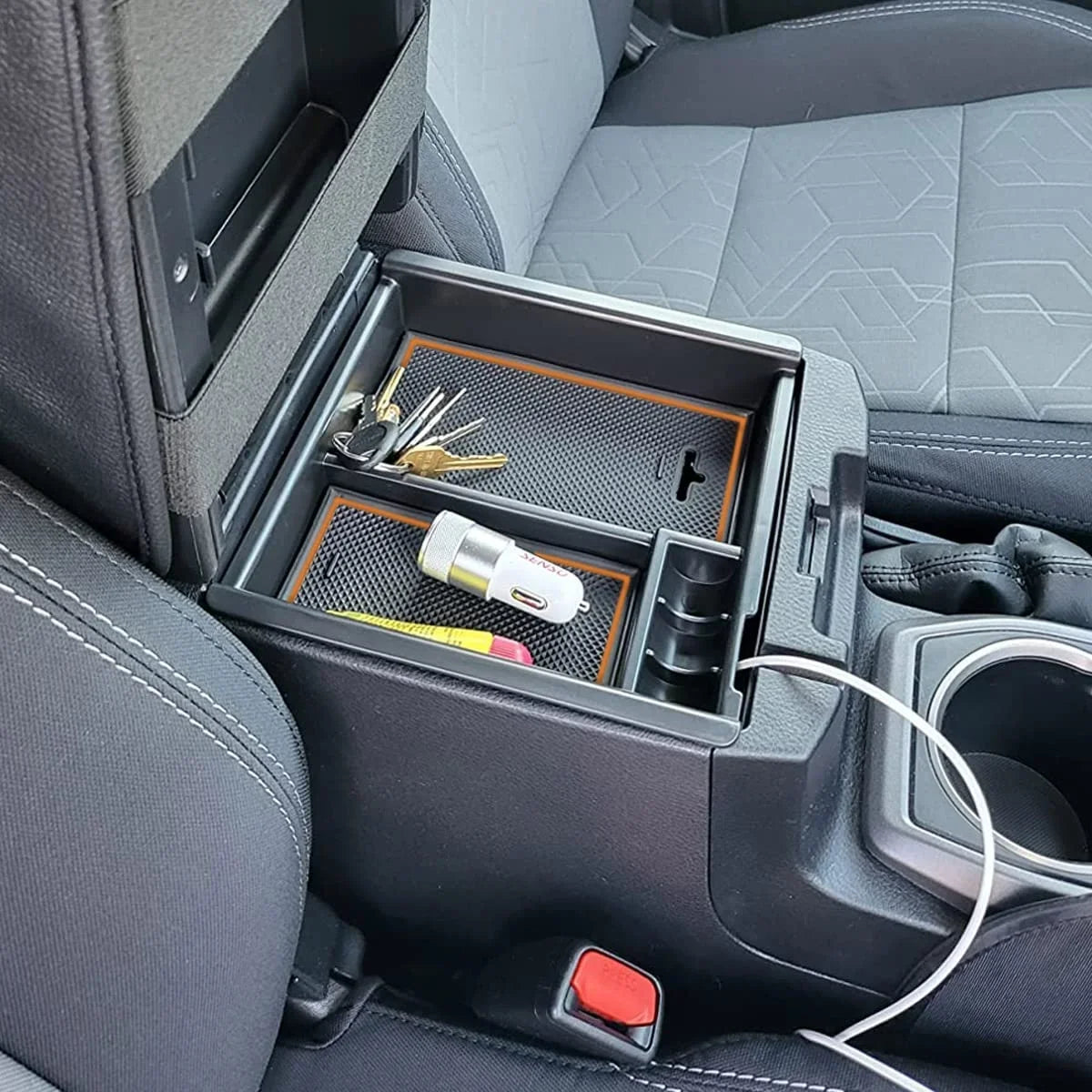 Organizer ABS Insert Console Gen 2022 with EDBETOS 2023 Tray Accessory Center 2020 Trim) 3rd 2021 Toyota Tacoma 2016-2019 Compatible Box Material Armrest (Orange