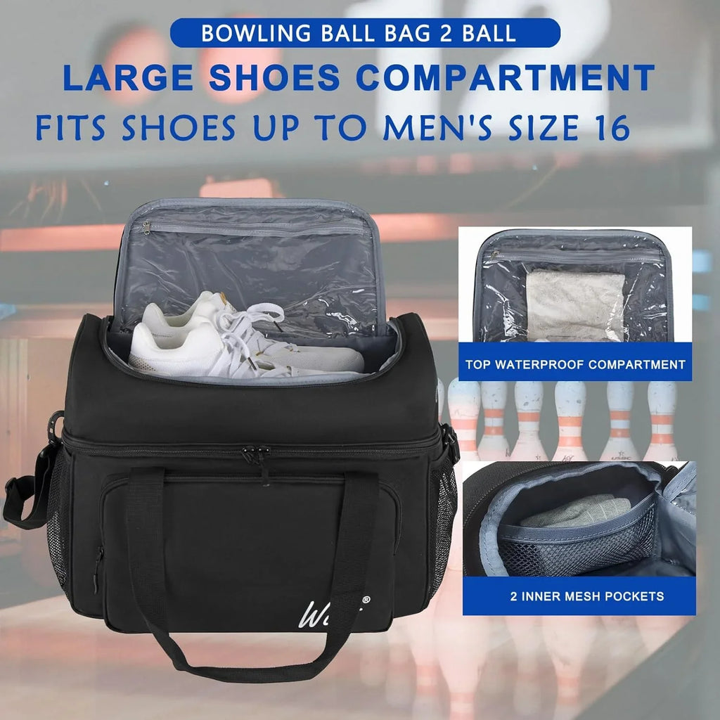 Shoes 2 | Fits Bowling Polyester to Balls Bowling Black Ball Bag Mens WOLT Size for 16 up
