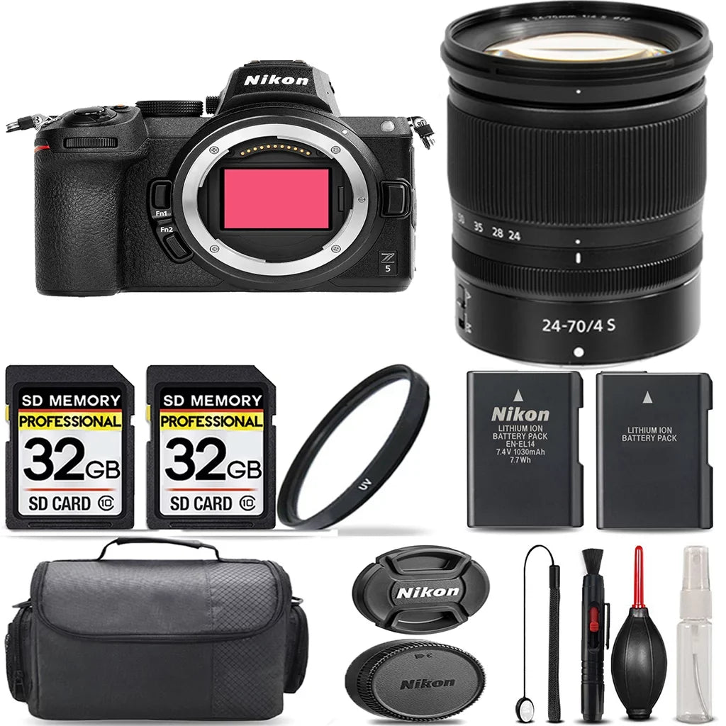 Storage + - Battery Extra S + Nikon with Lens 24-70mm Mirrorless + f/4 64GB + Z5 Kit Case Filter Cleaning UV + Backup International Version