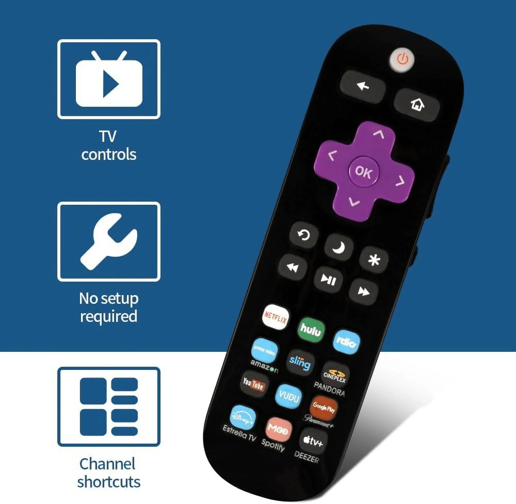 2 Remote Pack Universal Replace TCL TV/Sharp TV/Westinghouse for Applicable TV/ of Roku TV/Hisense TV/Onn