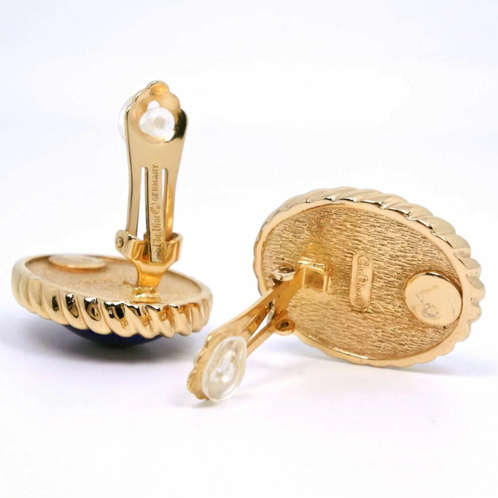 Approx. Made Earrings, Dior Plated, Women's in Pre-Owned Gold Germany, 35.5g, (Good) Christian Blue,
