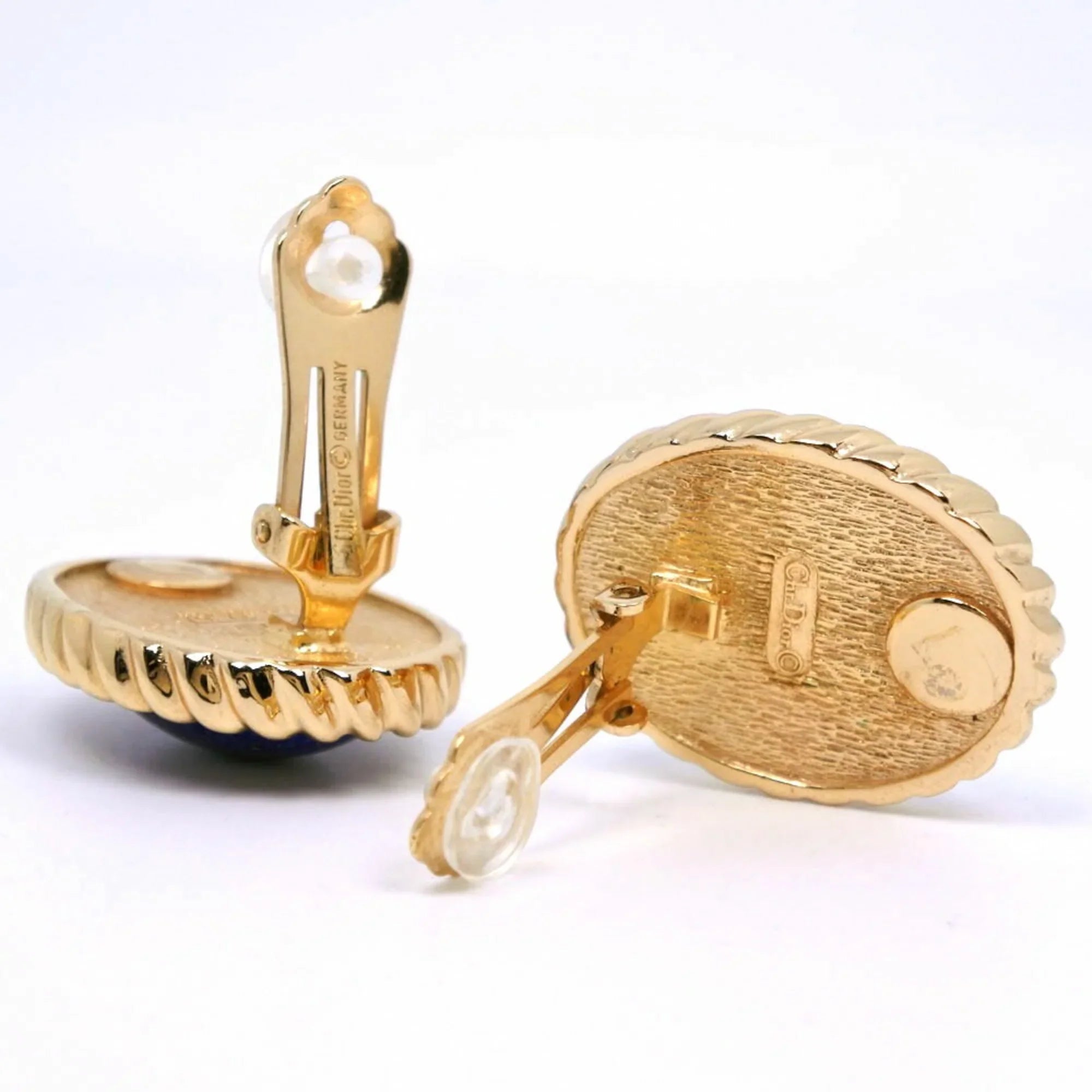 Approx. Made Earrings, Dior Plated, Women's in Pre-Owned Gold Germany, 35.5g, (Good) Christian Blue,