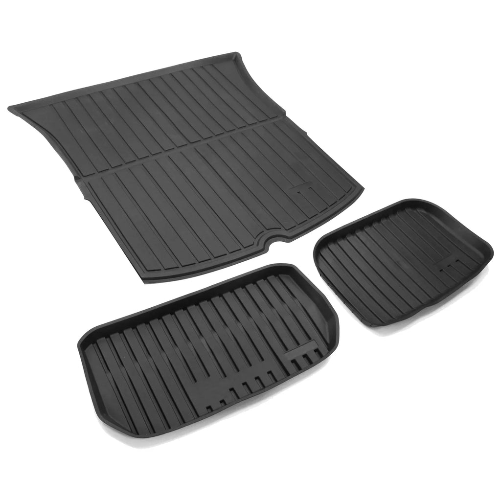 All Mat Waterproof Frunk 2020-2023 Trunk Cargo Covers Backrest Motorsports Ikon Black Model Protector with Y Injection TPE Mats + Tesla Trunk Liner Under Compatible Anti-Slip Weather Storage