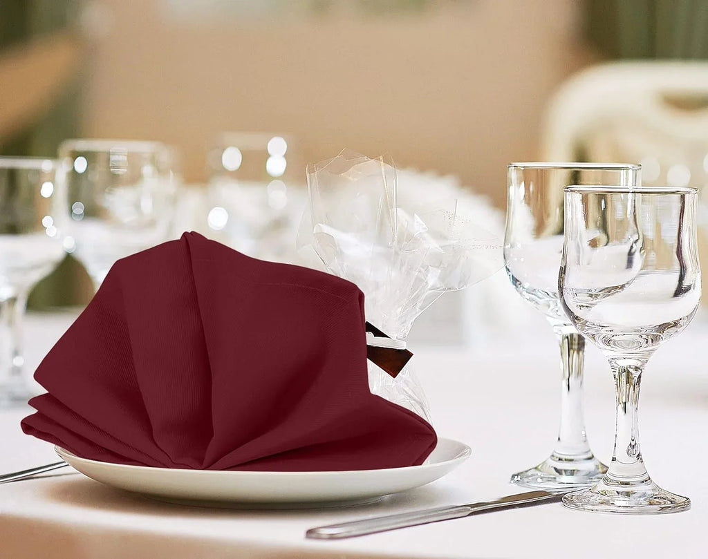 Pack, Burgundy Cotton Napkins Washable Event Restaurant, and Parties Cloth Hotel, 18x18 Reusable Weddings, and 18x18 for Blend Inch Table Kitchen Burgundy Dinner Lunch, [12 Napkins Utopia Inch]