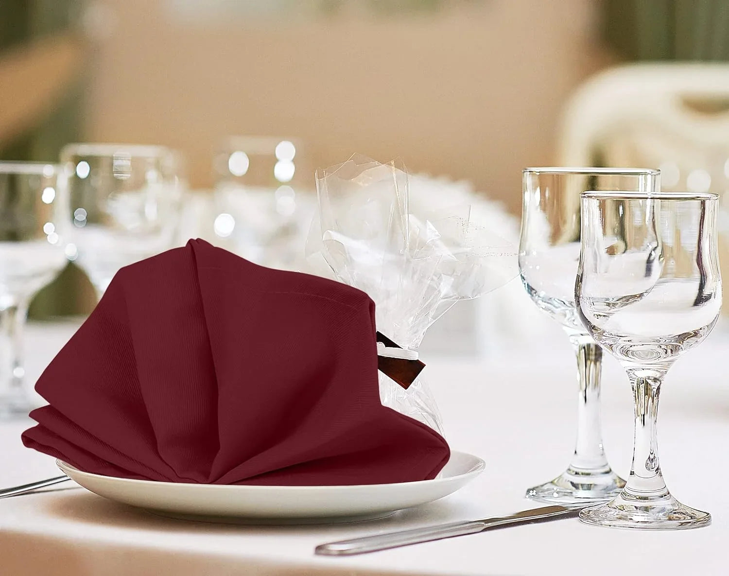 Pack, Burgundy Cotton Napkins Washable Event Restaurant, and Parties Cloth Hotel, 18x18 Reusable Weddings, and 18x18 for Blend Inch Table Kitchen Burgundy Dinner Lunch, [12 Napkins Utopia Inch]