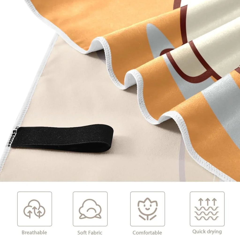 Dry Super Orange Bestwell Corgi Cute Camping Lightweight Beach Towels - Swimming Oversized Towel for Absorbent - Holiday（353） Compact Towel Quick Travel