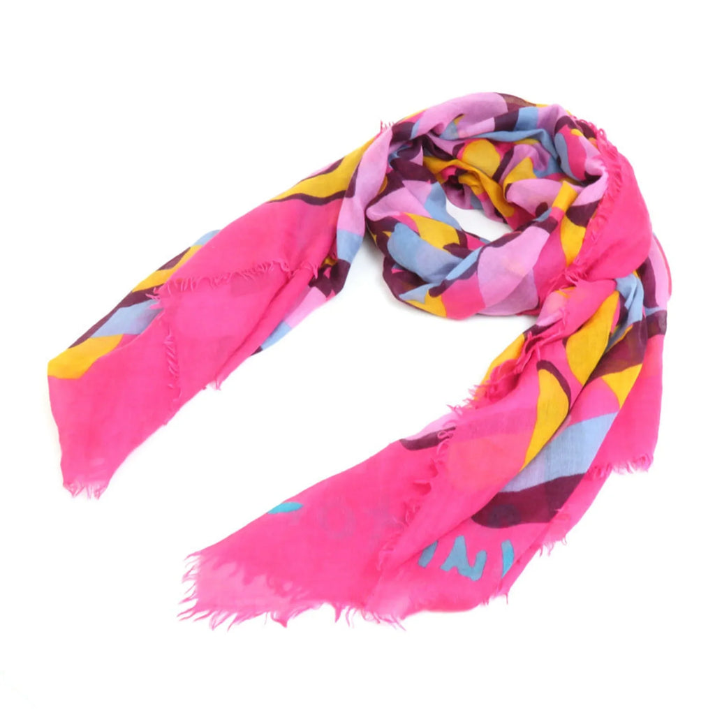 Pink/Multicolor Vuitton Louis Women's Shawl e58449a LOUIS Cashmere/Silk Pre-Owned (Good) VUITTON