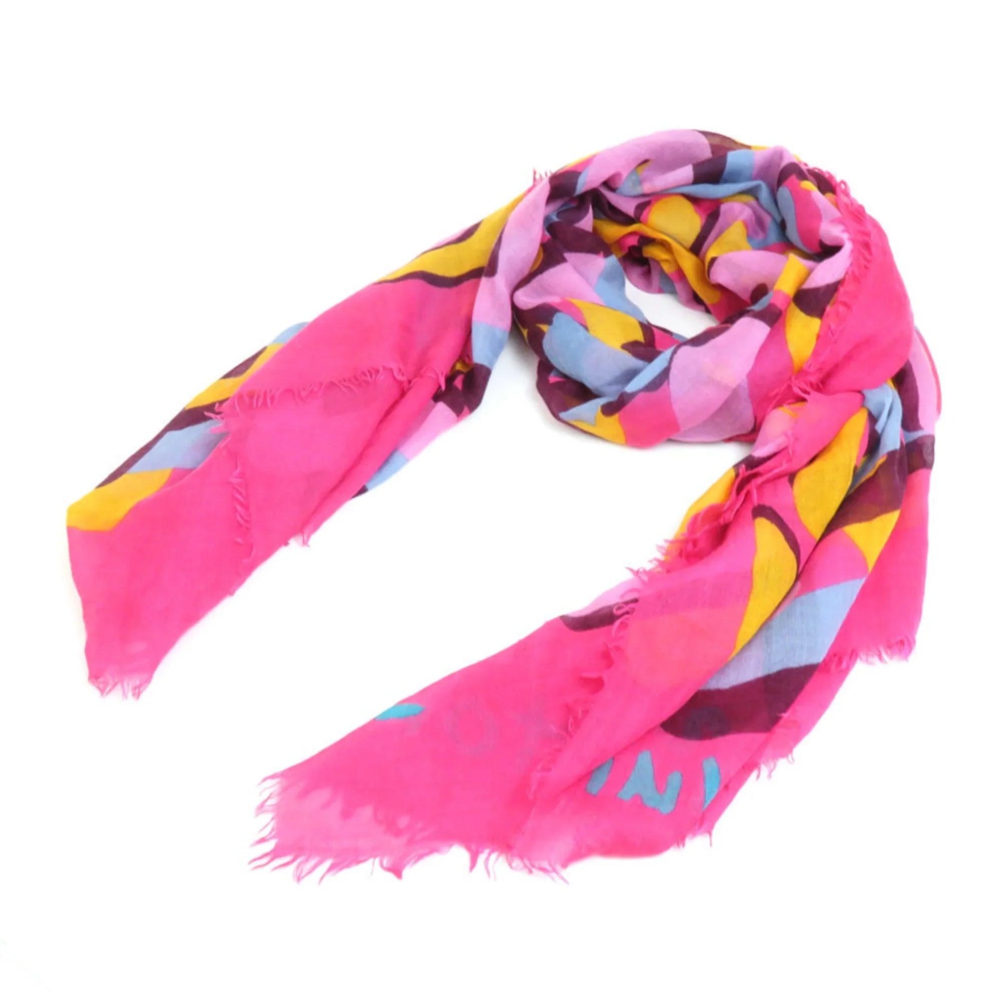 Pink/Multicolor Vuitton Louis Women's Shawl e58449a LOUIS Cashmere/Silk Pre-Owned (Good) VUITTON