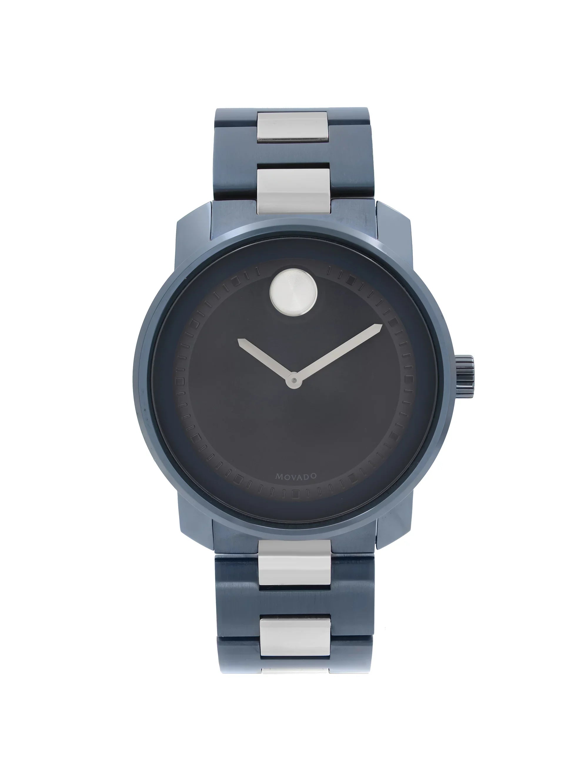 Steel Plated Movado Blue Quartz Bold Ion 3600422 Stainless Watch 42.5mm Mens