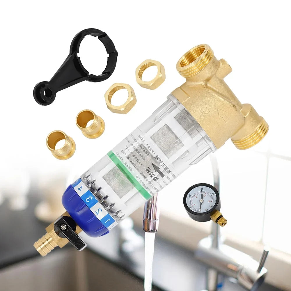 Filter Water Home 50℃ Water Filter Sand Remove Water Filter for Reusable Sediment Sediment Water Down Pre-filter Pipe Spin