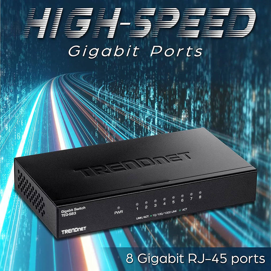 Switching Gigabit Switch, Gigabit TEG-S83, RJ-45 x Design, 8-Port 8 Fanless Desktop Ports, Capacity, 16Gbps