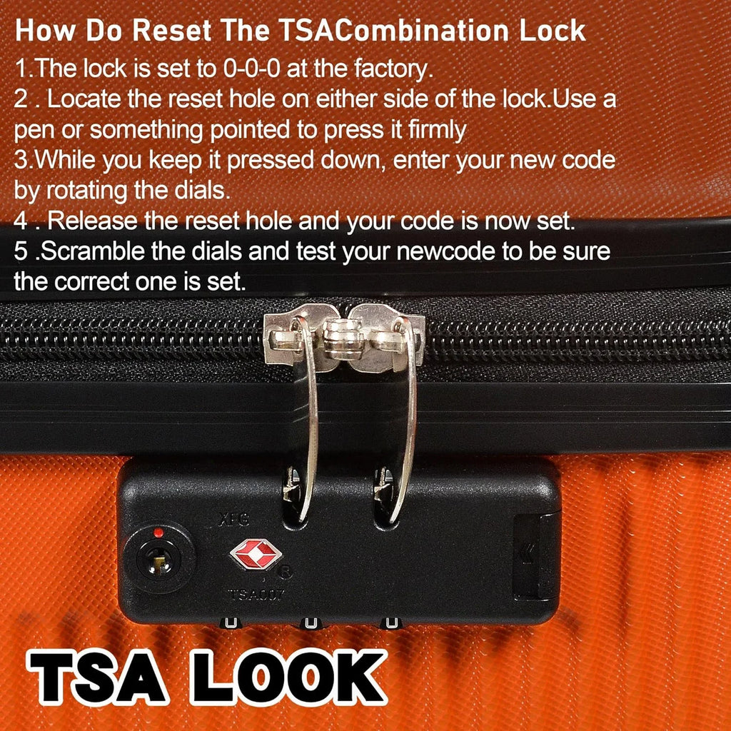 Luggage Wheels,Orange for Suitcase Set Orange(20in/24in/28in) Piece, Sets with Hardside with Women Sets Spinner 3 TSA Lock Luggage