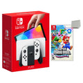 White Mario and Joy‑Cons with OLED Super Nintendo Bros Switch Wonder Bundle