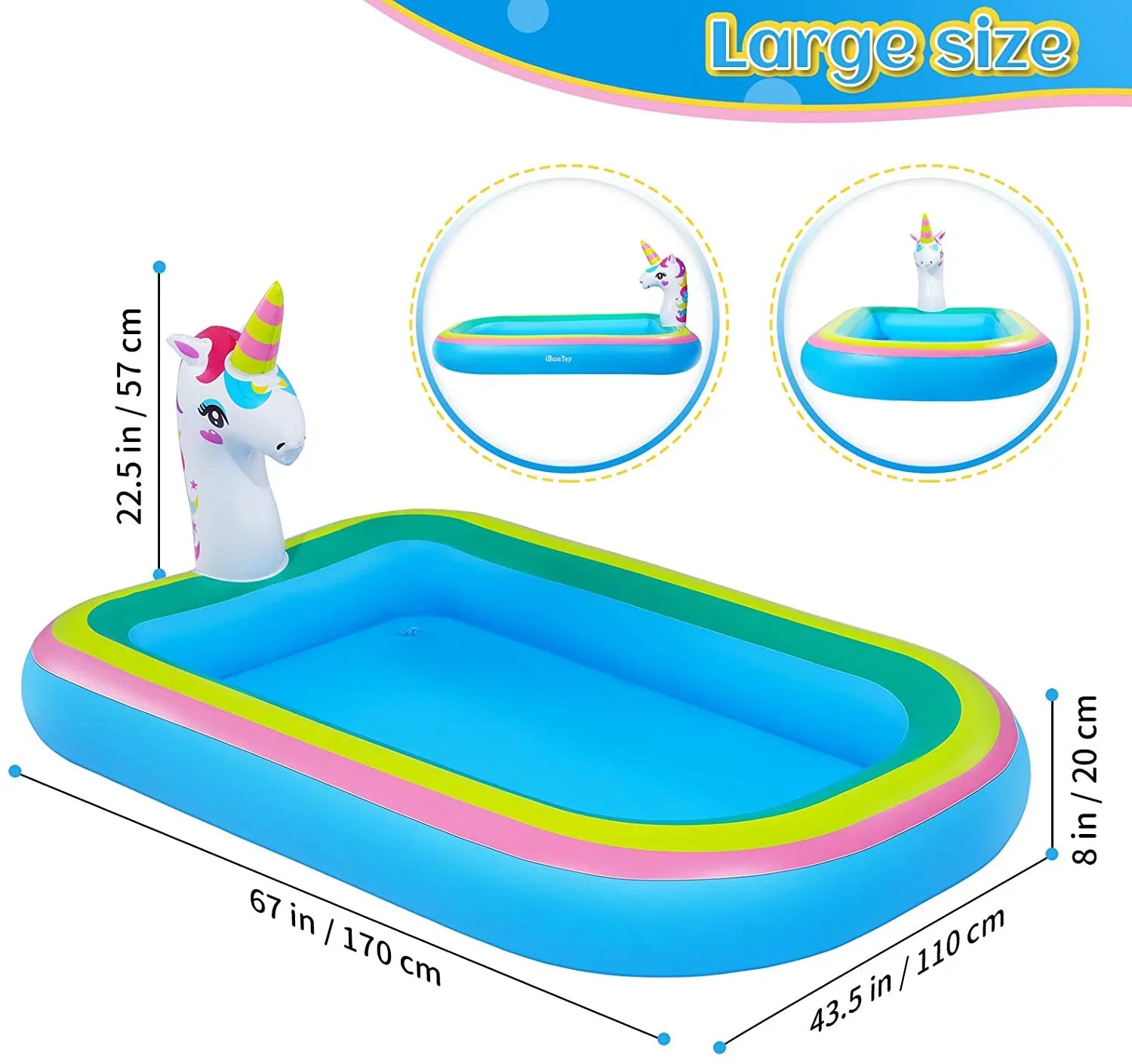 Kiddie Kids, for Pool - Intera Sprinkler Outdoor Pools 68" Paddling Toddlers for for Sprinkler Pad Unicorn Splash Inflatable for Splash Pool Baby Play Water Toys Games Outside, Mat Backyard, Summer