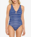 Lauren Swimsuit, Stripe Ralph 16 Piece Hardware-Trim One Harper NAVY US Tummy-