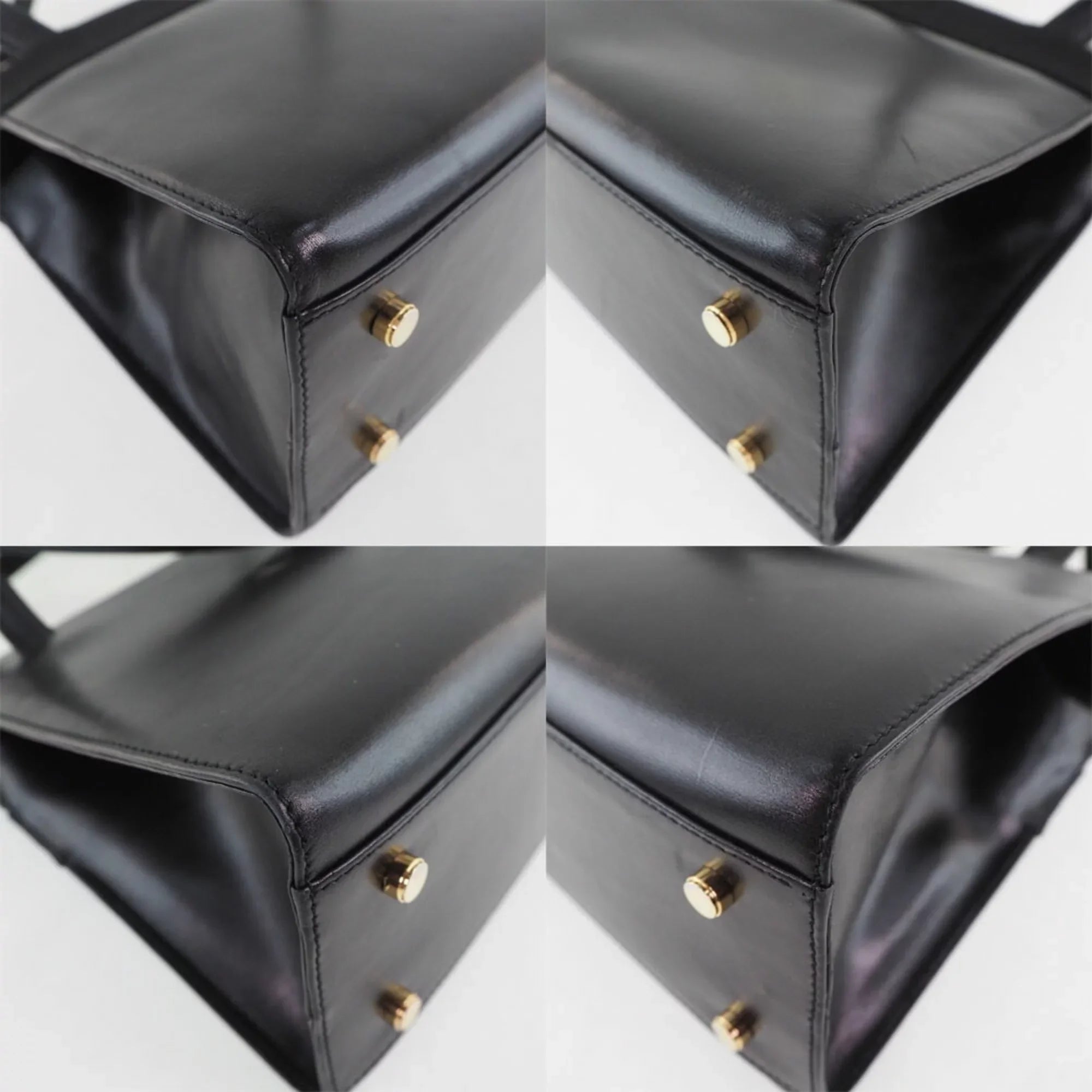 Salvatore BK-21 Calf Pre-Owned Shoulder (Fair) Black Bag Women's 7675 Vara Ferragamo