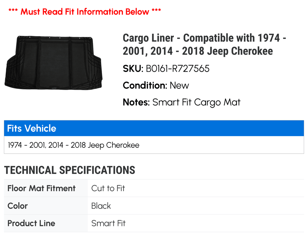 1988 2001, 1974 1994 1985 1991 1993 1980 1990 - 2014 1995 Cherokee 1996 2018 with 1975 Compatible 1987 1983 1984 Liner Jeep 1999 - Cargo 1977 1979 - 1976 1981 1992 1998 1982 1978 1986 1997 1989