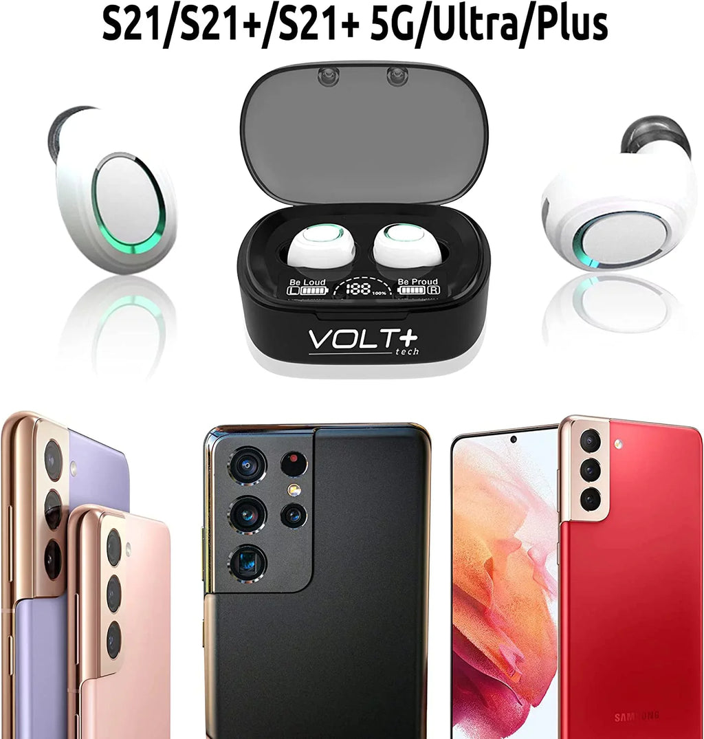 V5.1 Noise / with Samsung with Earbuds Galaxy Wireless PRO Touch Waterproof Mic Sweatproof IPX3 BlueTooth Reduction / 5G/Plus/Ultra Compatible S22+/ (White)