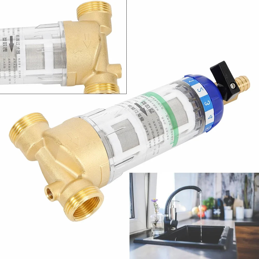 Filter Water Home 50℃ Water Filter Sand Remove Water Filter for Reusable Sediment Sediment Water Down Pre-filter Pipe Spin