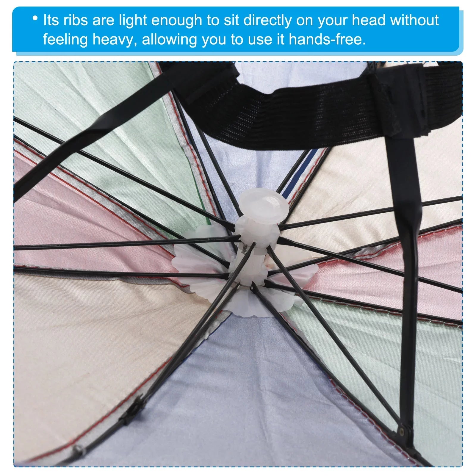 Oxford Fabric OD Single with Cap Hat, Rain Uxcell 27.2" Layer Umbrella Sun Multicolor Head Folding Strip, 3Pcs