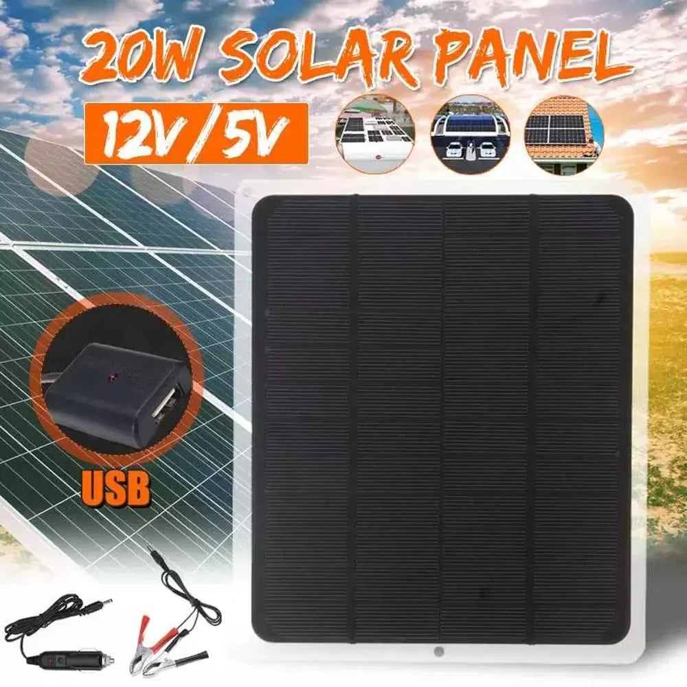 Silicon Panel Portable Monocrystalline Solar Htovila USB 20W Camping, Hiking, for and Recharging