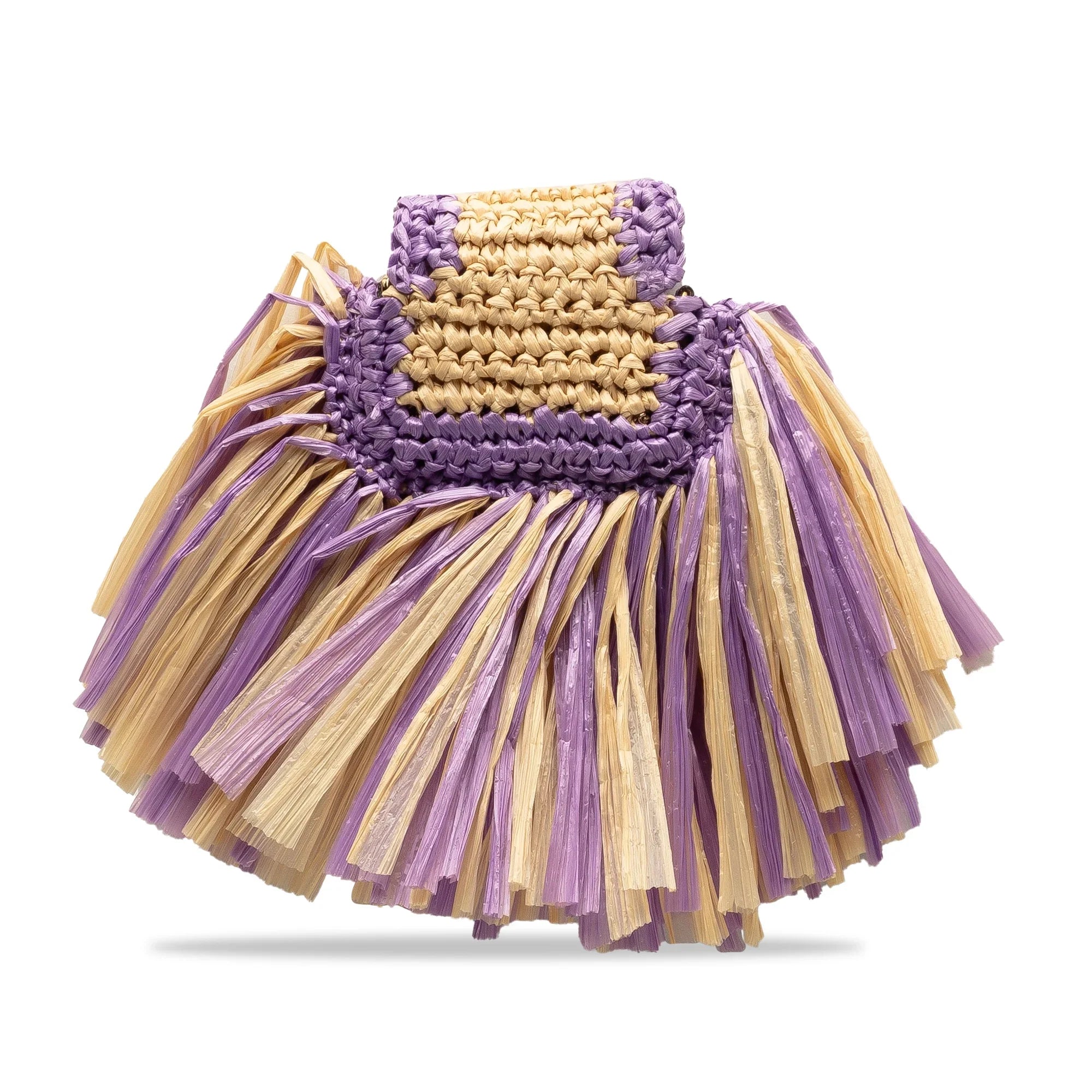(Good) Material Authenticated Bag Raffia Fendi Crossbody Baguette Pico Pre-Owned Purple Intreccio Unisex Natural