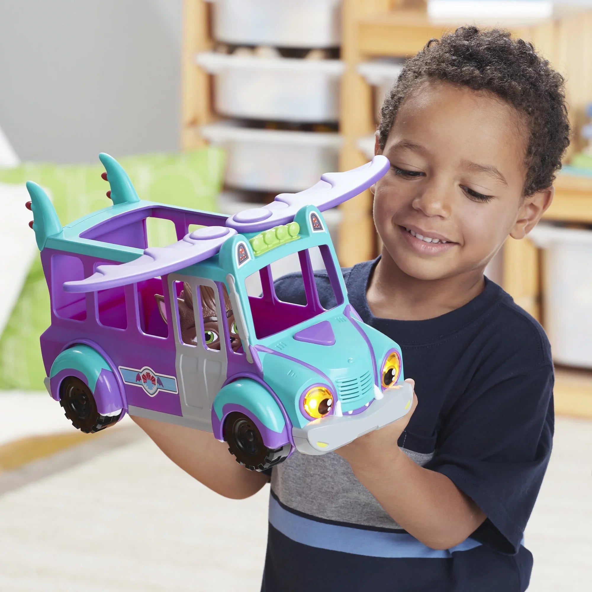 Lights, and Music 3 Super and Bus Toy Monster GrrBus Up Sounds, Ages Monsters Netflix with
