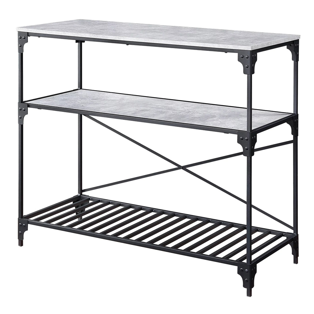 and Kitchen Black Concrete 2-shelf Island Faulkner