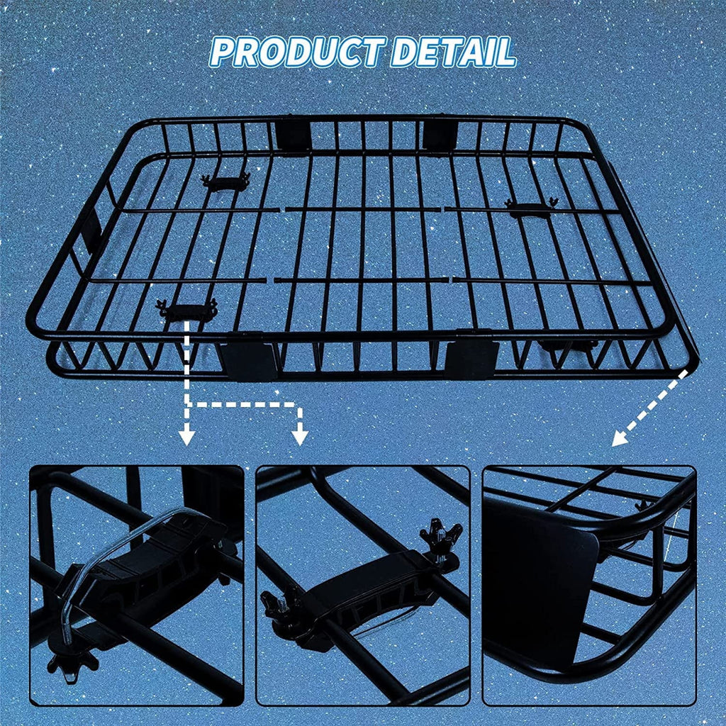 Steel Car 39" Basket Roof Holder 250LBS for Heavy Weight Extension Universal Top Capacity x HECASA Carrier x with 64" 6'' Travel Storage SUV Rack Cargo Duty Luggage