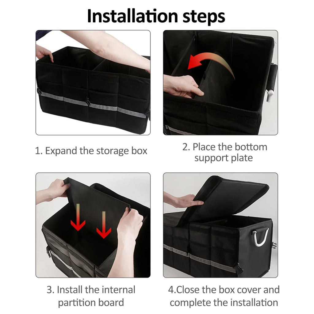 Cargo Oxford Folding Capacity, Car Strip, with Andoer Box Storage 55L Automotive Trunk Organizer Organizer, Cloth Reflective