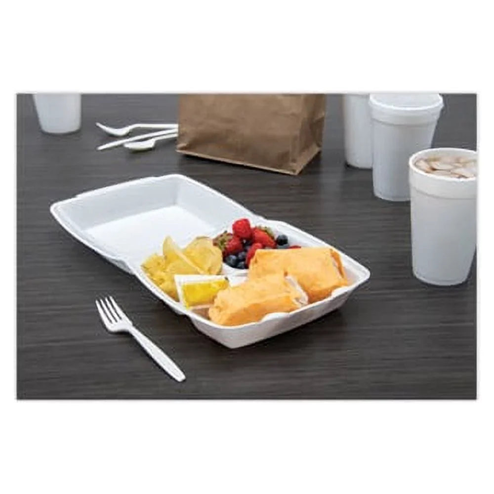 Large Dart Trays Closing 3-comprtmt Foam Carryout