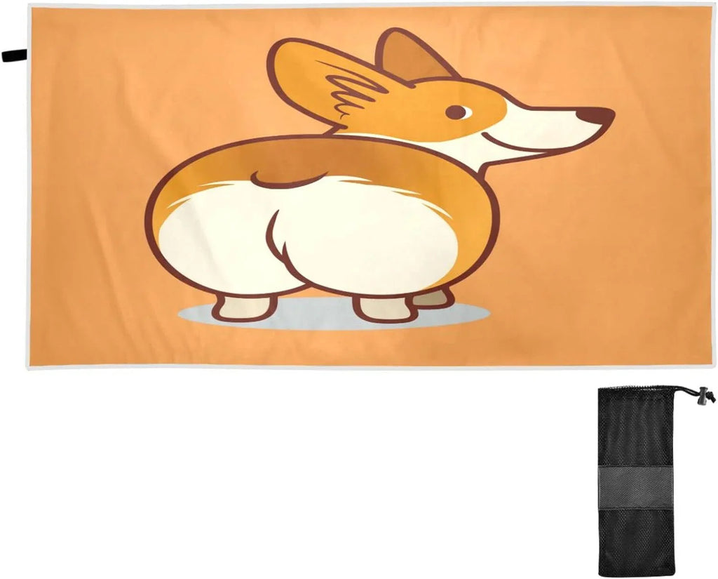 Dry Super Orange Bestwell Corgi Cute Camping Lightweight Beach Towels - Swimming Oversized Towel for Absorbent - Holiday（353） Compact Towel Quick Travel
