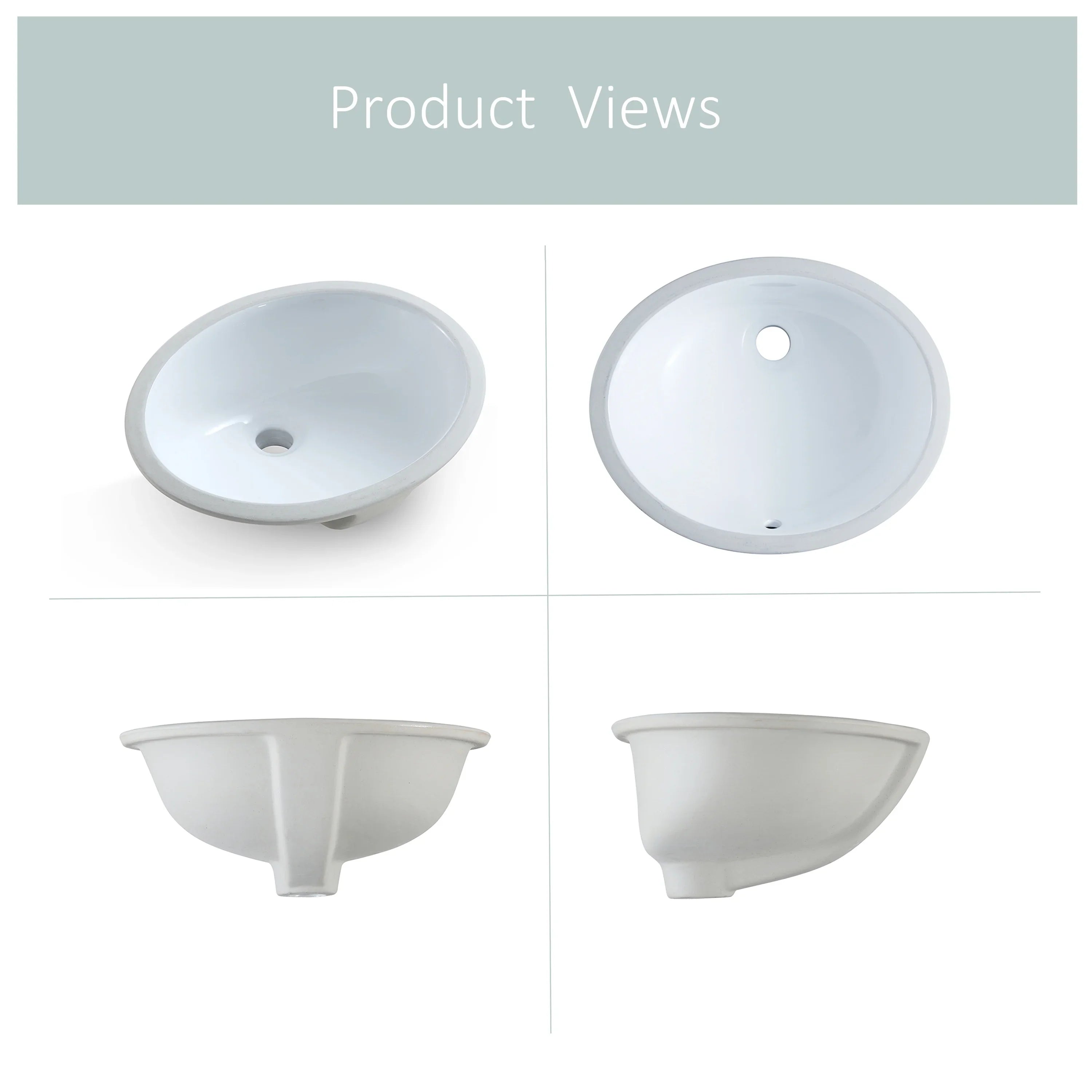 Sink Sink Finished White Glossy Oval Bathroom Vessel Ceramic 17"x14" Undermount Shape MEJE ,
