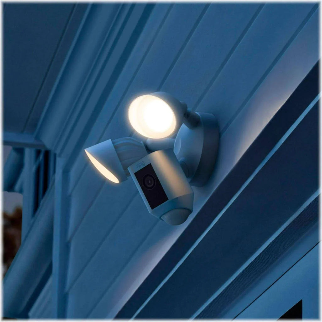 Plus Ring_Floodlight White, Release, IP/Network Cam with Outdoor, Restored Motion HD, 2021 Wired Activated (Refurbished) WiFi,