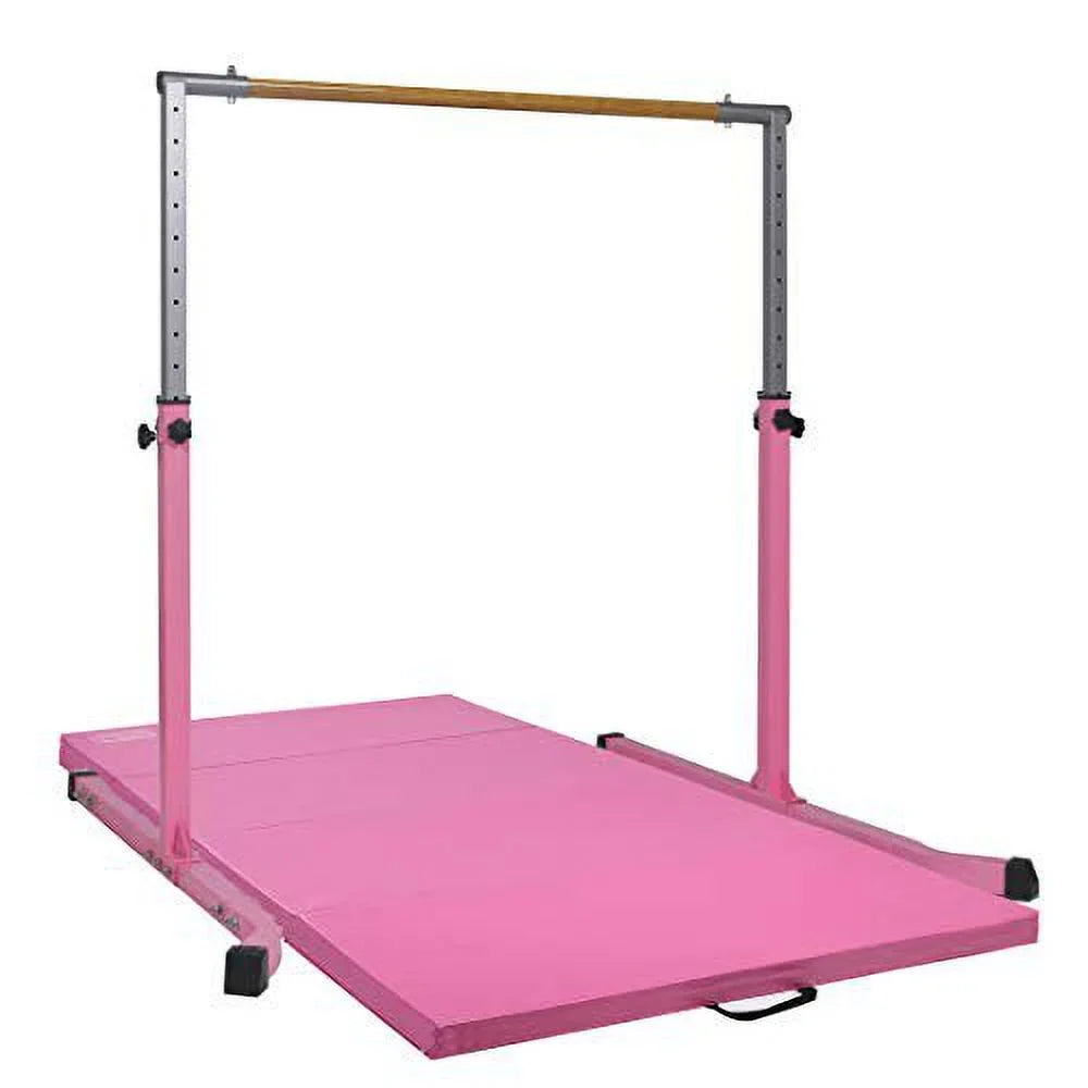 Adjustable Kip 5-Star Kids, for Equipment Bar Training Pink, Home Gymnastic Heavy-Duty, Gym 3-5FT,