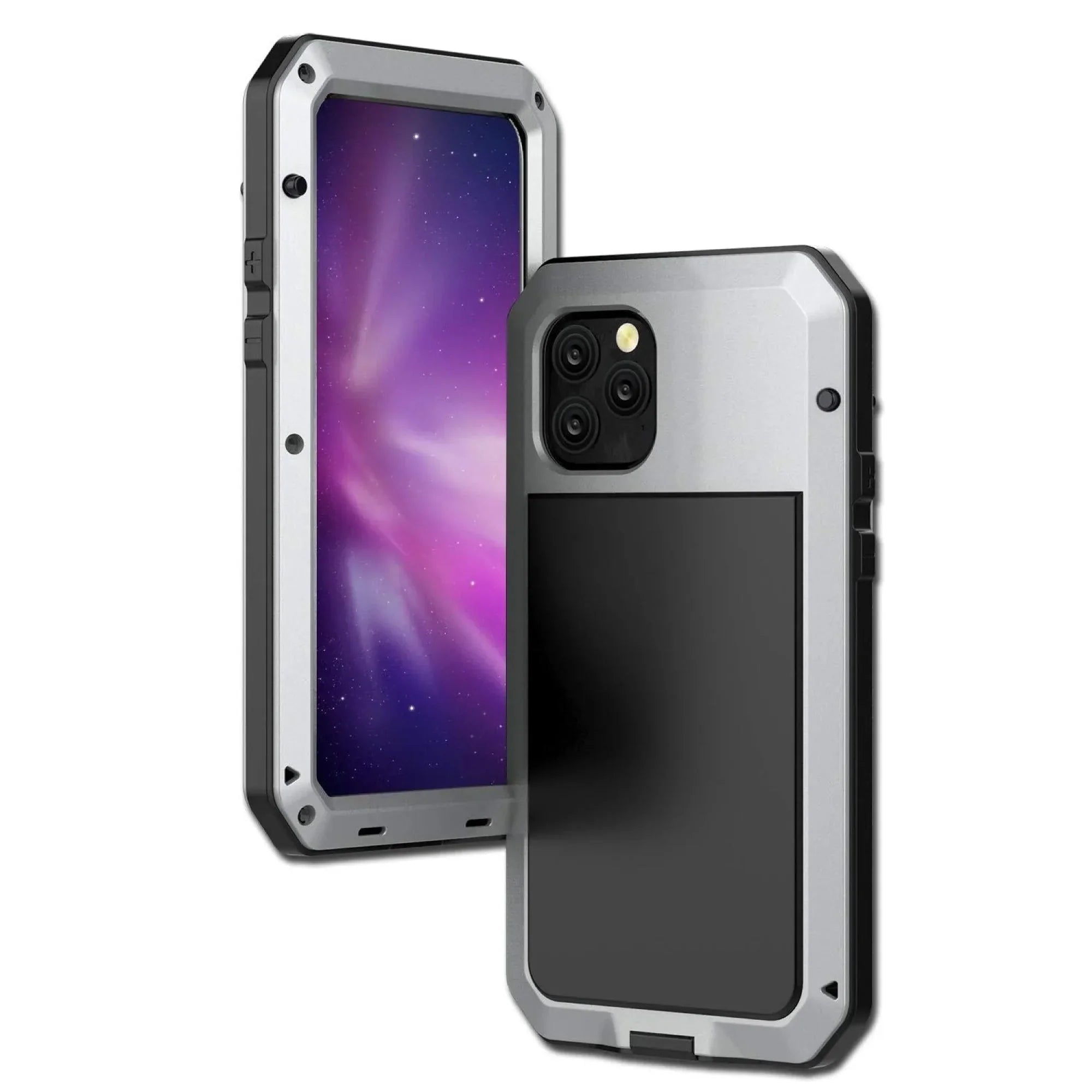 14 Grade Military iPhone Rugged Heavy Pro Scratch Case Glass and Travel Aluminum (Silver) Outdoor Resistant Protection, Shockproof Duty Metal Max Gorilla