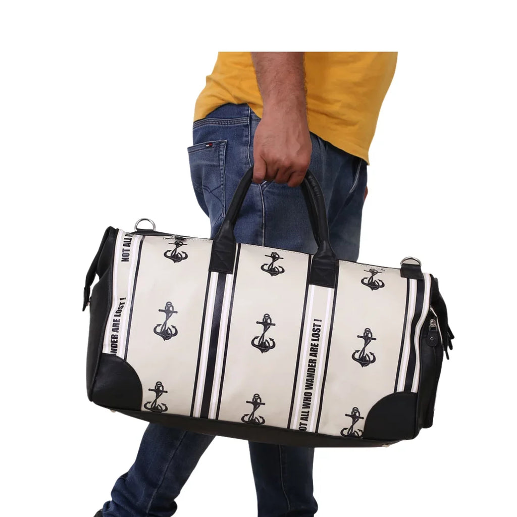 with Large Adjustable Unisex Strap with Anchors bag Weekender Shoe Separate Travel Compartment Away