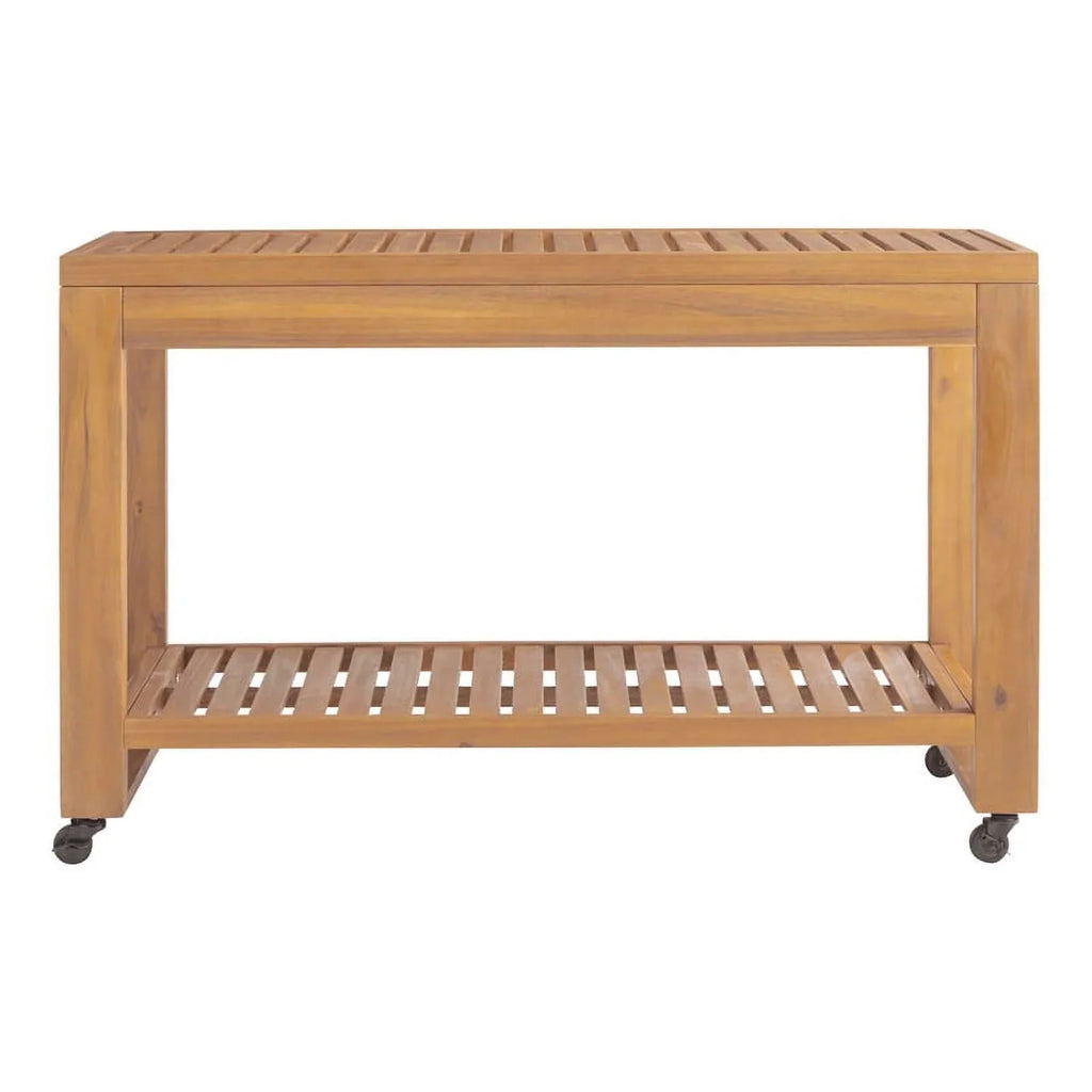 Kitchen Top Slatted Afuera Outdoor in Island Natural Living & Rolling Shelf Wood
