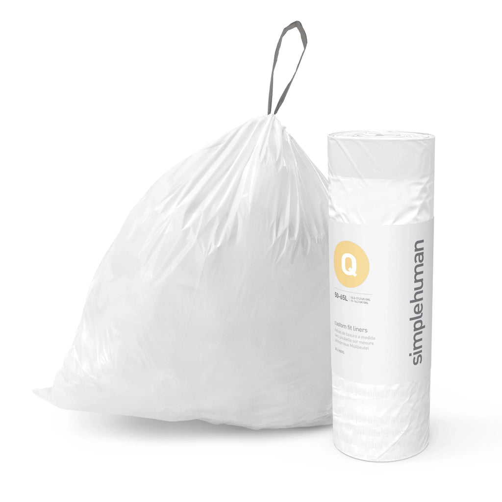 Trash Drawstring Gallon, Code Liter Bags, 240 Q simplehuman Fit 13-17 / Pack, 50-65 Roll Custom White